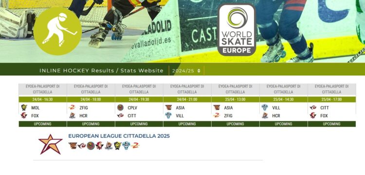 Captura de pantalla de la web de l'European League 2025